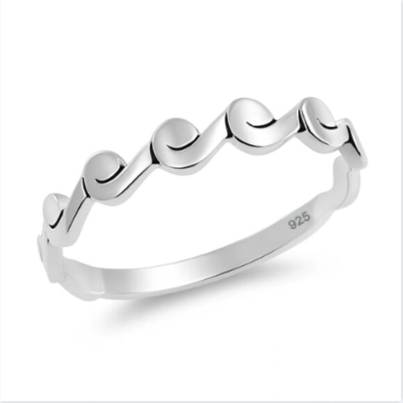 925 Sterling Silver Swirl Wave Band Ring w/ polishing cloth Size 11.75 NEW - Picture 8 of 8